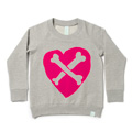 Minti Crew Bone Heart Grey Marle with Hot Pink Print